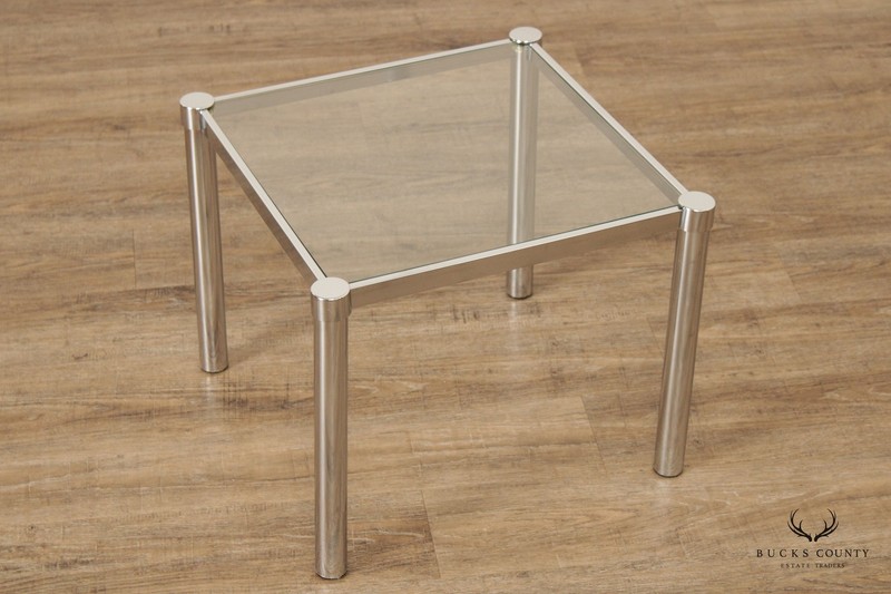 Post Modern Chrome and Glass Side Table gallery