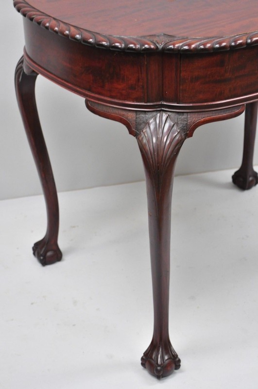 Antique Chippendale Style Rope Carved Mahogany Ball and Claw Parlor Side Table gallery