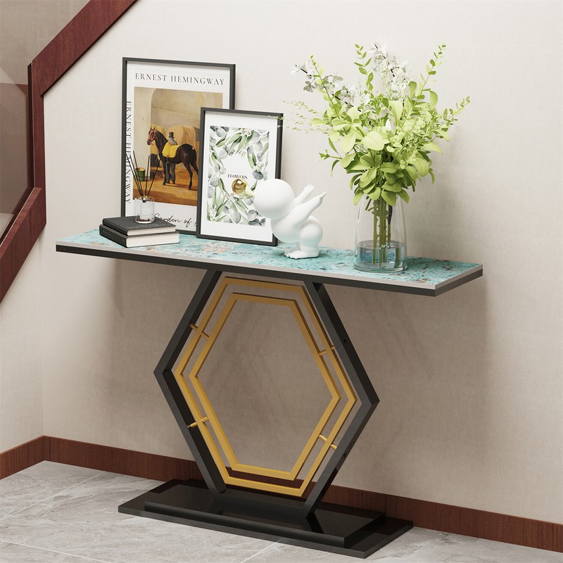 Emerald Green/White Console Table Furniture Living Room Entryway Storage Display gallery