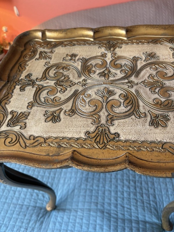 Italian Florentine Gold Gilt Vintage Nesting Table 22” Tall 16 Wide X 12 Deep gallery