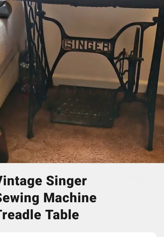 vintage singer sewing machine treadle table