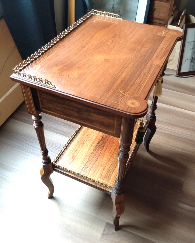 FINE REGENCY (1830) DRAWING ROOM TABLE, ROSEWOOD & MAHOGANY w ORIGINAL BRASS gallery
