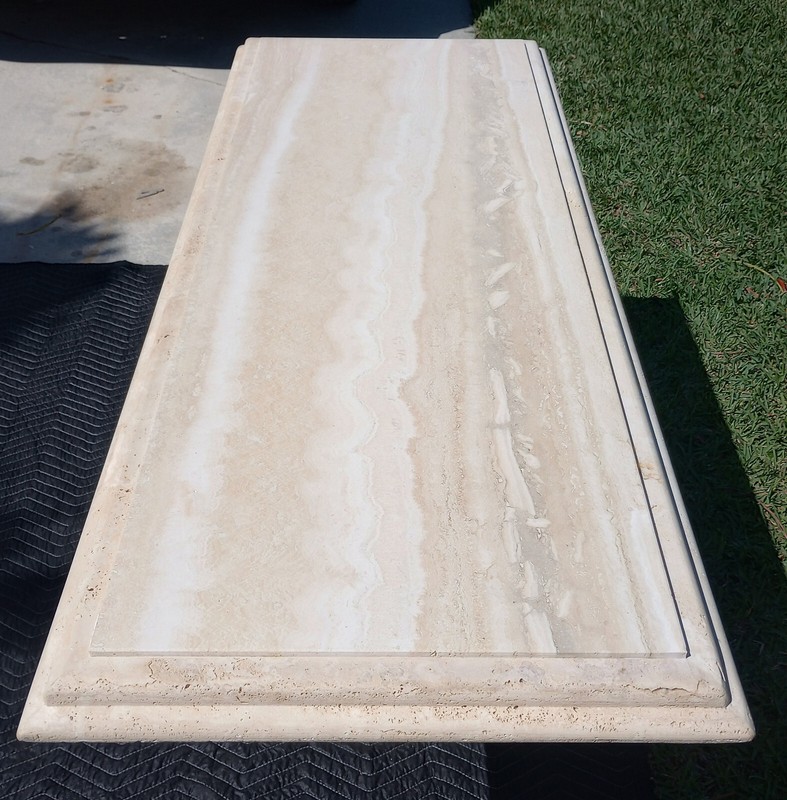 Vintage Mid Century Stone International Italy Travertine Stone Console Table gallery