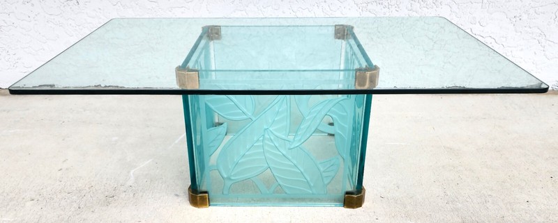 Coffee Cocktail Table Etched Glass Dennis Abbe Coastal Palm Beach gallery