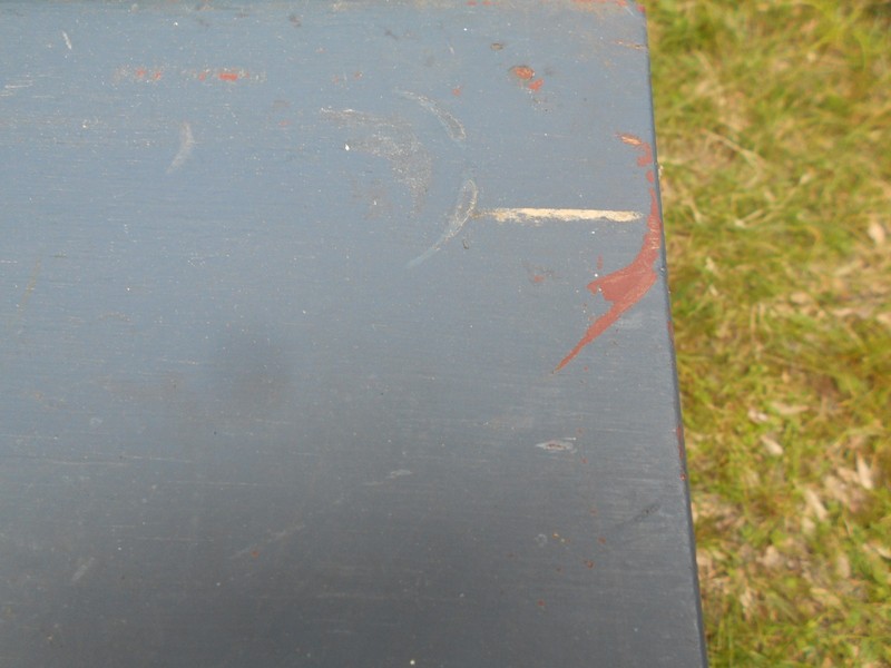 ANTIQUE HEPPLEWHITE ONE DRAWER NEW HAMPSHIRE STAND IN BLUE PAINT gallery