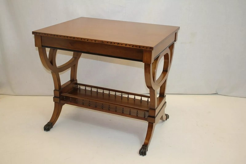 Regency Style Cherry Side End Table with One Drawer Magazine Rack