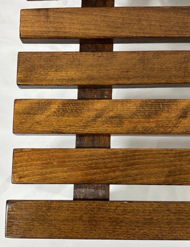 Vintage Mid Century ITALIAN Walnut Slat Table Slatted Bench Petite Coffee Table gallery