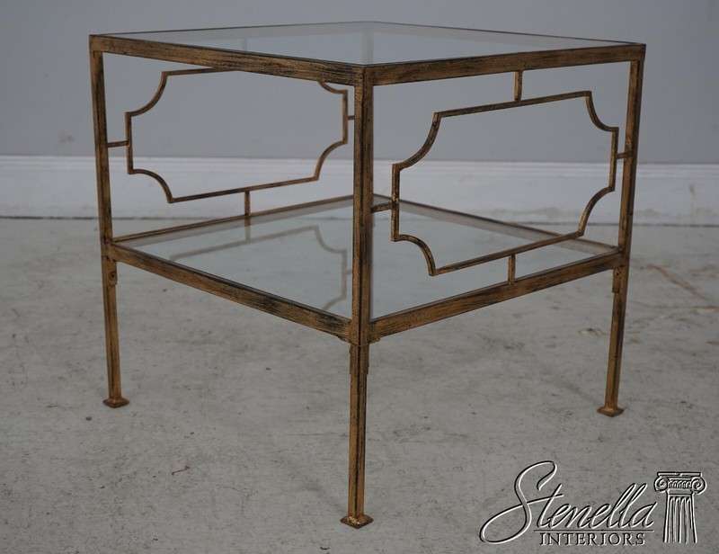 F59343EC: Pair Modern Design Gold Finish Glass Top End Tables gallery