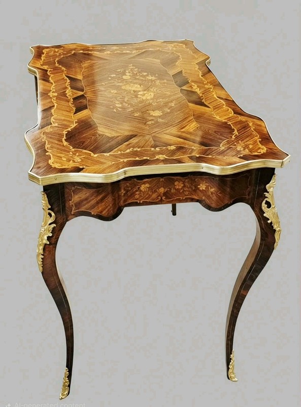 Exceptional French Louis XV Style Marquetry Center Table, 19th Century gallery
