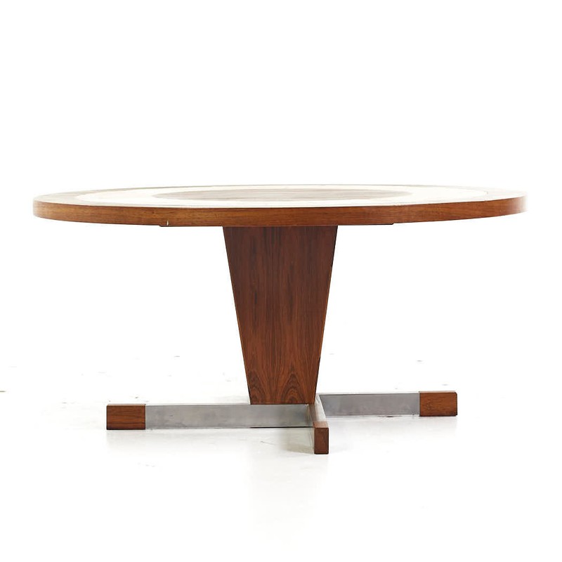 Mid Century Danish Rosewood and Tile Round Coffee Table gallery