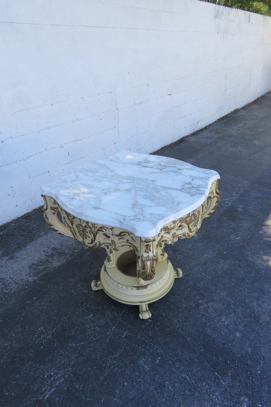 French Heavy Carved Marble Top Large Side Center Table with Planter 6293 gallery