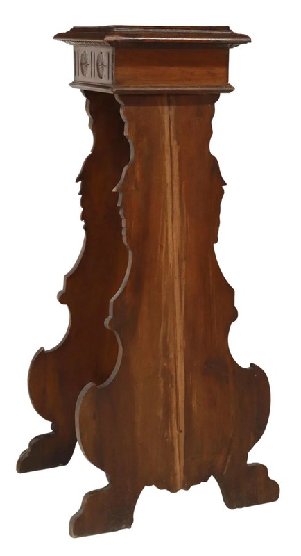 Antique Pedestal, Stand, Hall, Italian Renaissance Revival Walnut, Late 1800's! gallery