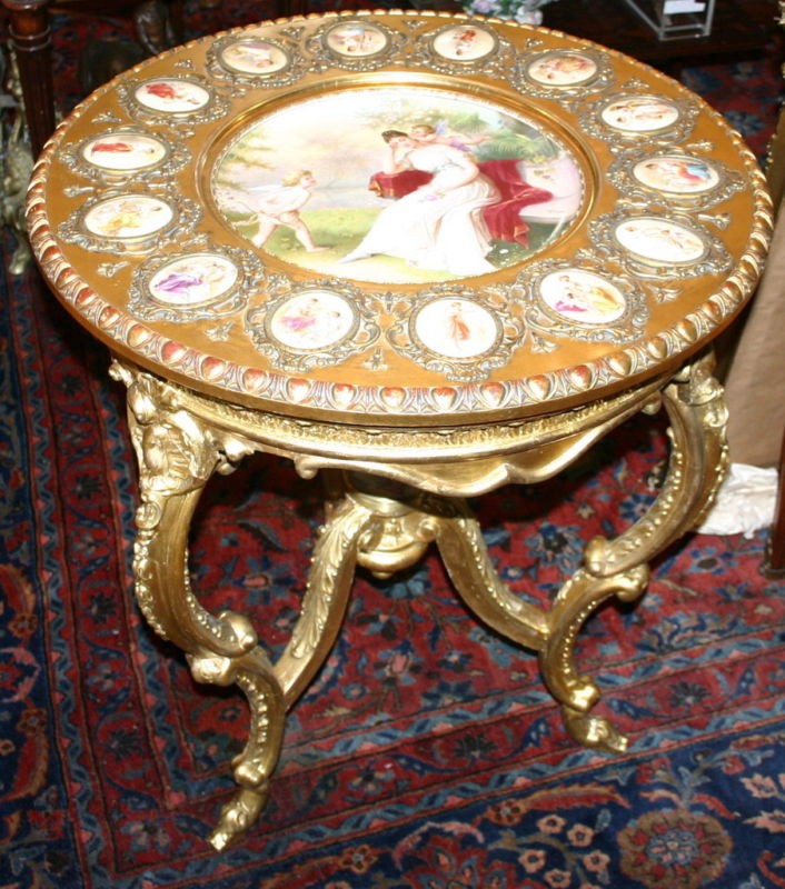 Important Vienna 19th Century Porcelain Carved Wooden Side Table MAGNIFICENT gallery