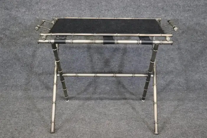 Maison Bagues Style Faux Bamboo Smoked Glass Steel Coffee Table gallery