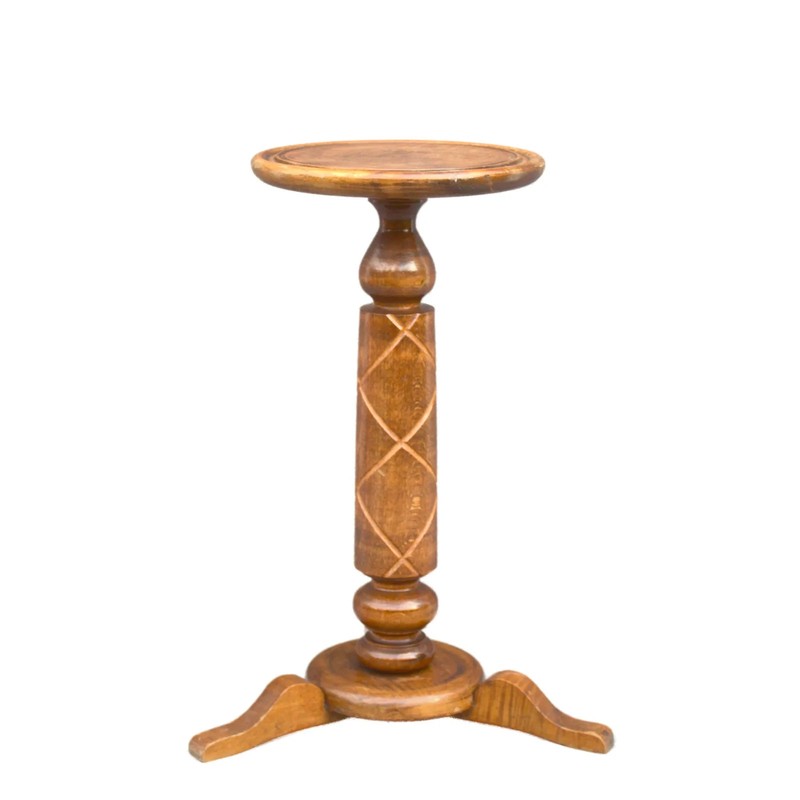 Anitque solid wood pedestal bonsai table carved column home decor US TARIFFS INC