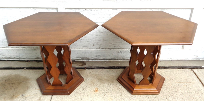 2 Vintage Mid Century Modern End Side Accent Tables Pair Nice! gallery