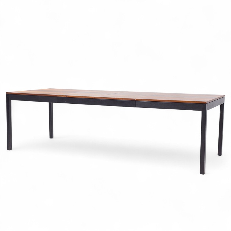 Milo Baughman for Directional Rosewood, Walnut, Ash Dining Table with 2 Leaves gallery