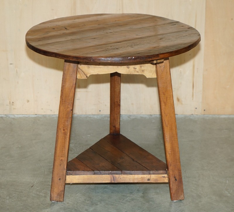 19TH CENTURY PRIMATIVE PINE CRICKET TABLE STUNNING TIMBER PATINA MUST SEE PICS gallery