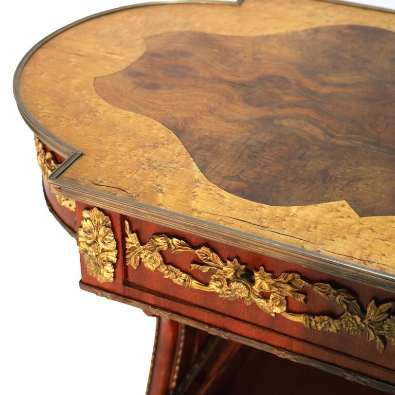 Antique Flame Mahogany, Birds Eye Maple and Ormolu Serving Table C1920 gallery