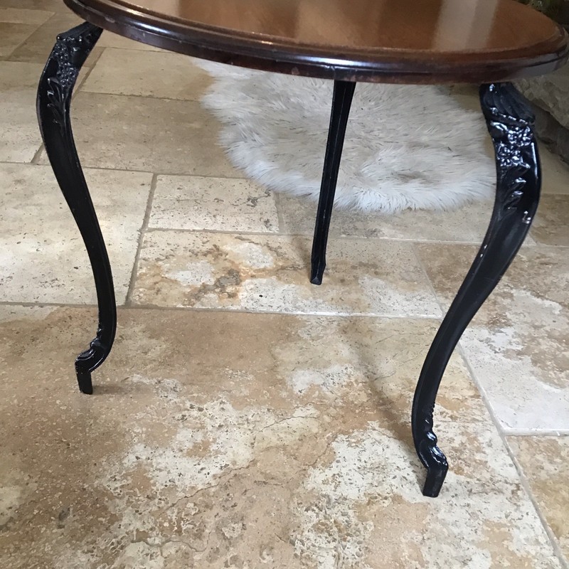 Vintage Coffee/occasional Table, Walnut Side/ Wine Table, Metal Cabriole Legs, gallery