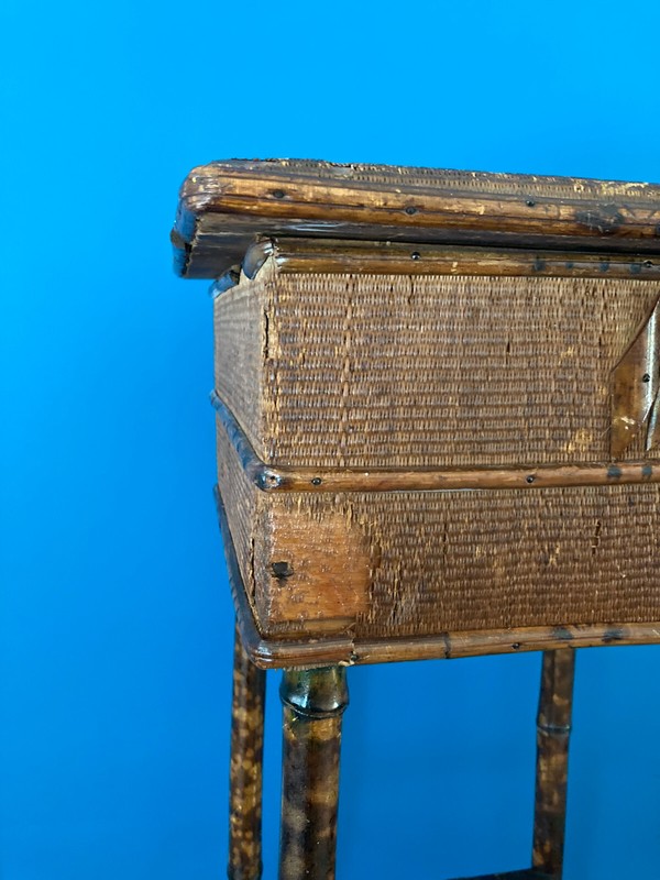 Vintage Bamboo Wicker Rattan Stand End Table Sewing Box gallery