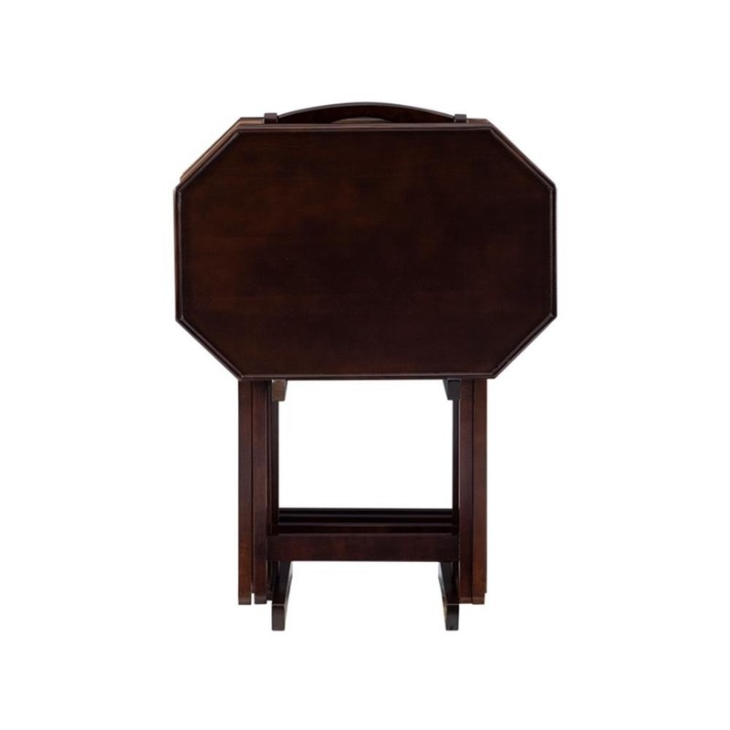Linon James Wood Five Piece Tray Table Set in Espresso gallery