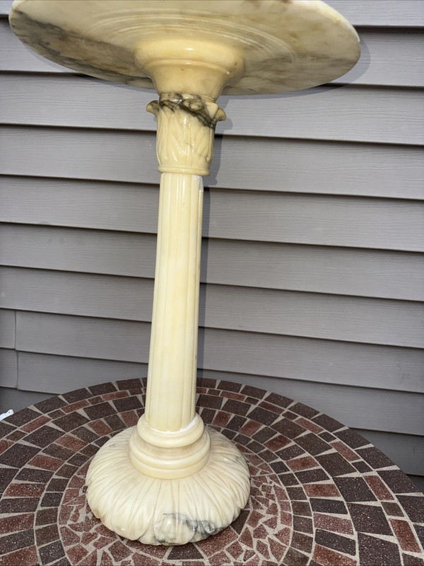 Alabaster Stone Side Table Made In Italy For Restoration. Chipped. Pickup Only gallery