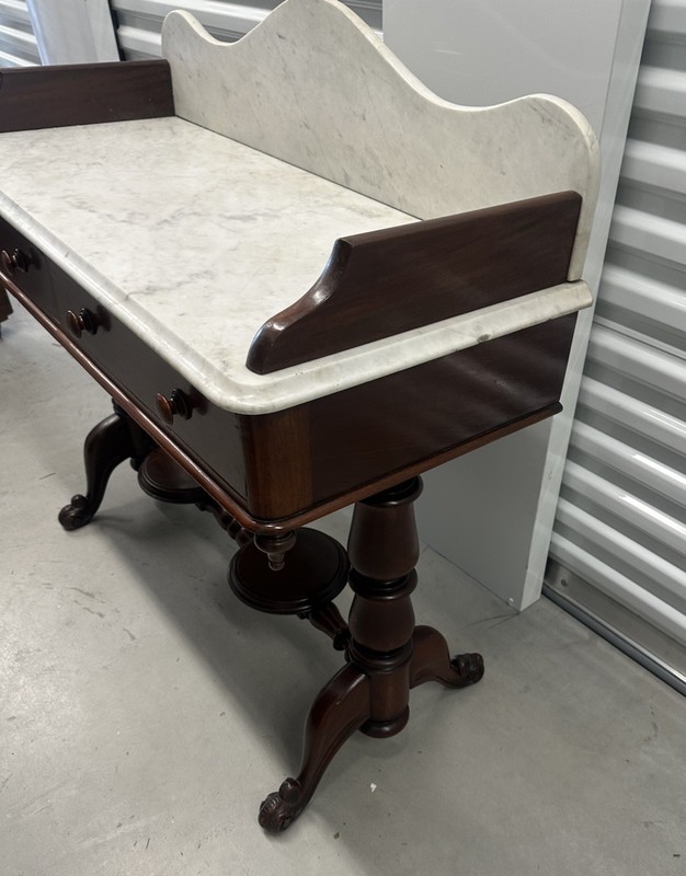 Antique Victorian Marble Top Washstand Console Accent Table 42.5" gallery