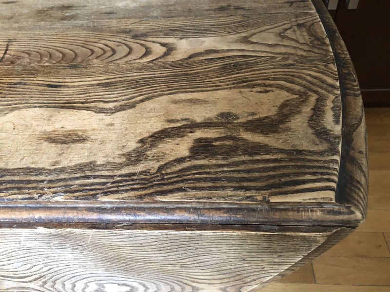 Antique Drop Leaf Wood Table Spiral Legs Casters Handsome Grain Rustic Farmhouse gallery