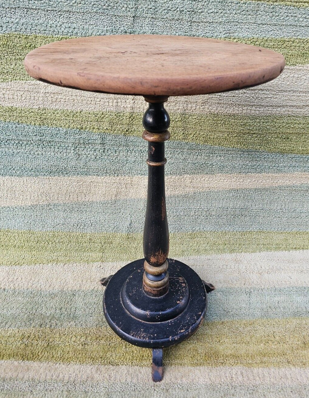 Antique Victorian Wine Pedestal Table, English Side Occasional Lamp Plant Stand gallery