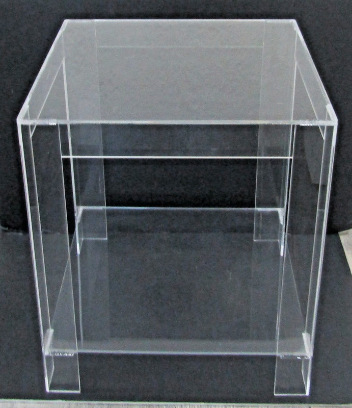 MCM Hollywood Regency Clear Lucite Acrylic Two-Tier Square Side Table