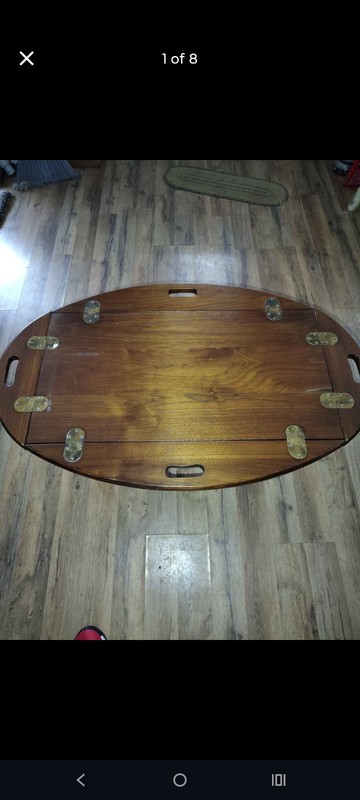 Vintage Butler’s Tray-Top folding w brass hinges Coffee Table