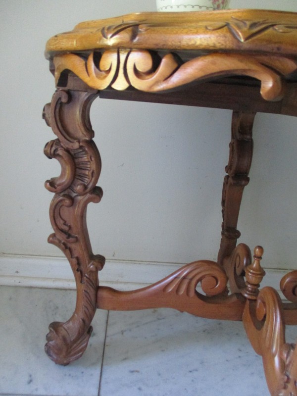 antique marble top coffee table vtg side table walnut accent table ship $60.00 gallery