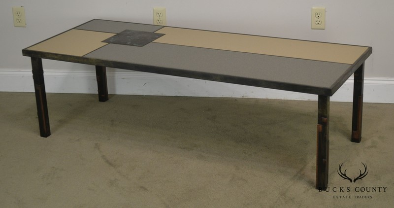 R. Mathis Tutto Metal Design Studio Crafted Iron & Stone Tile Top Coffee Table gallery