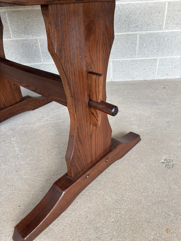 HUNT COUNTRY FURNITURE SOLID OAK 66" TRESTLE BASE DINING TABLE - (SEATS 6) gallery