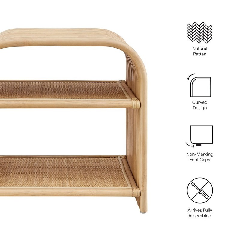 Eve Curved Natural Rattan Side Table gallery