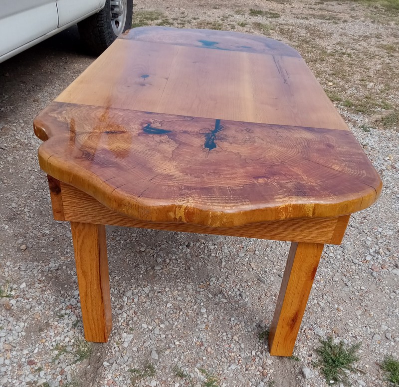 Solid Oak and Elm Live Edge Slab Coffee Table (CT332) gallery
