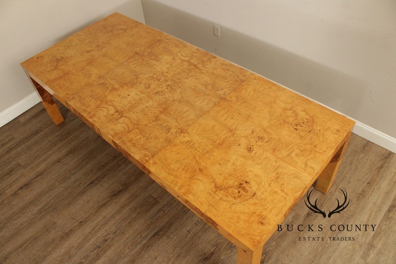 Mid-Century Modern Burlwood Parsons Extension Dining Table With 2 Leaves gallery