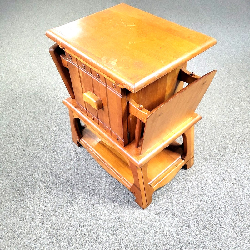 Vintage Mid Century Solid Walnut Smoke Stand Table
