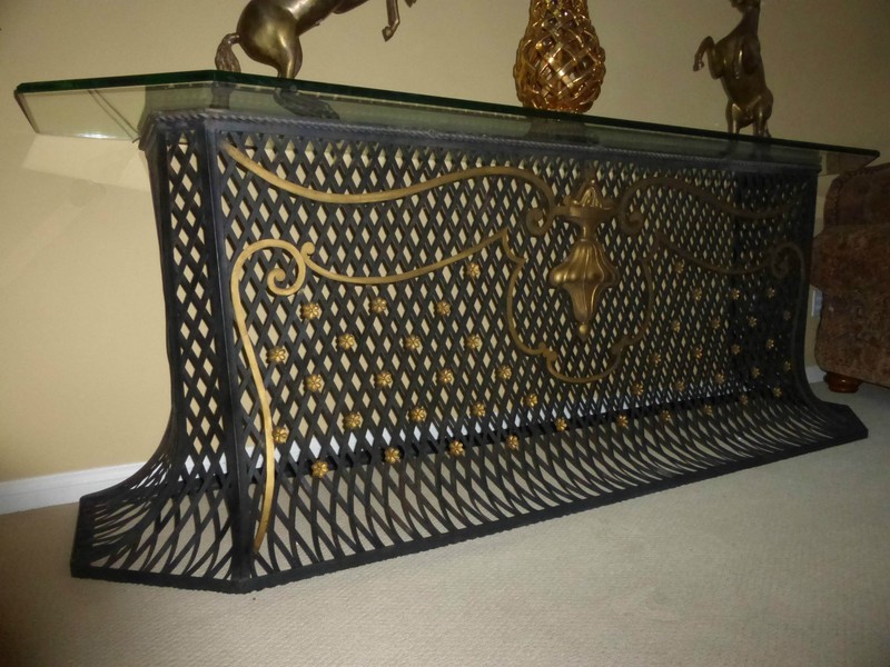 Vintage Designer Custom Hand Made Iron Entry Console Table Spanish Style gallery