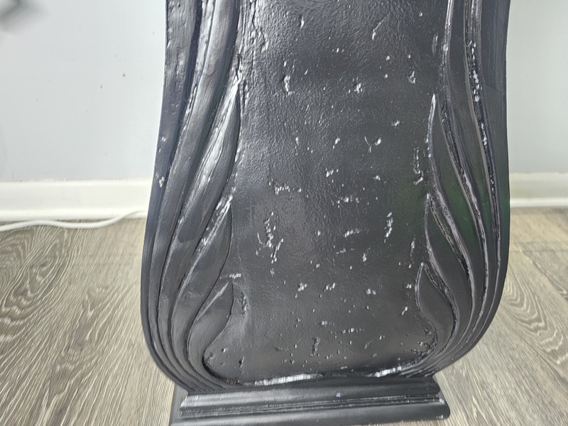Vintage 1980s Sofa Table Pedestal Side Table Beveled Glass Top Foyer Table Black gallery