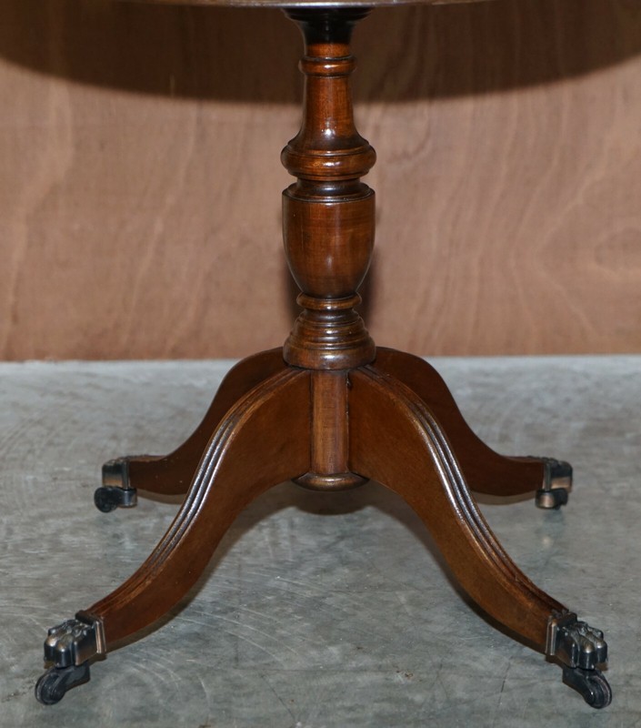 REGENCY STYLE MAHOGANY OXBLOOD LEATHER SIDE END LAMP WINE DRUM TABLE DRAWERS gallery
