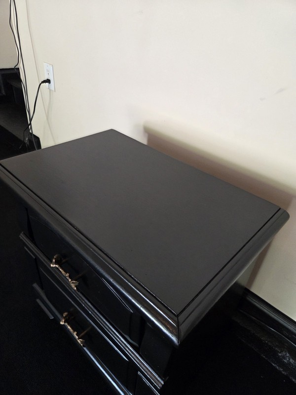 Upcycled Vintage Refurbished End Table Accent Black Hand Painted Wooden gallery