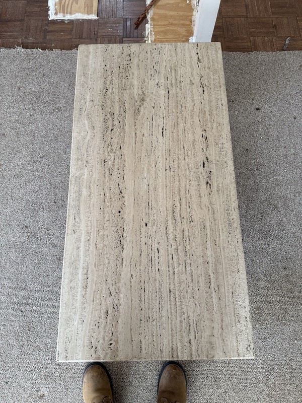 Waterfall Travertine Coffee Table by Michael Taylor, u.s.a. Circa 1980’s gallery