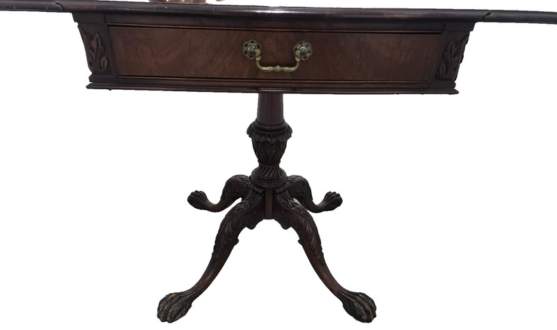 Imperial Furniture Co. Mahogany Claw Feet Drop Leaf Table Lion’s Head Pulls