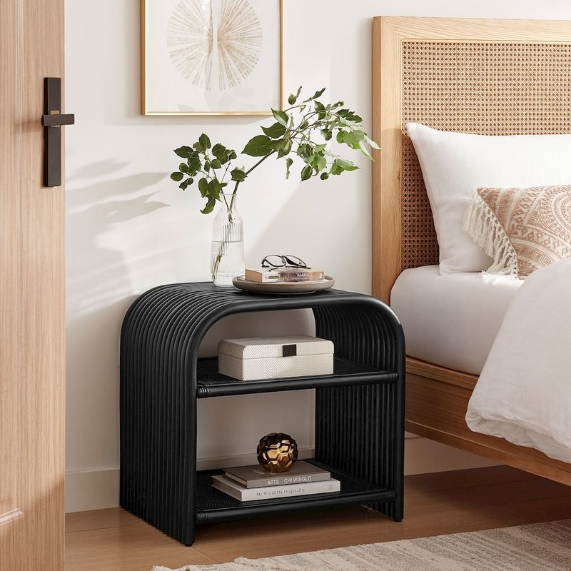 Eve Curved Natural Rattan Side Table gallery