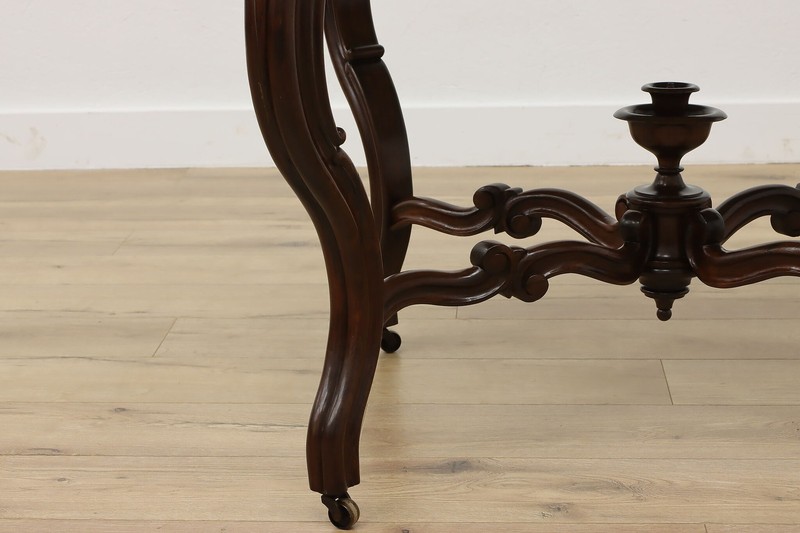 Victorian Antique Carved Rosewood Table, Marble Top #55889 gallery