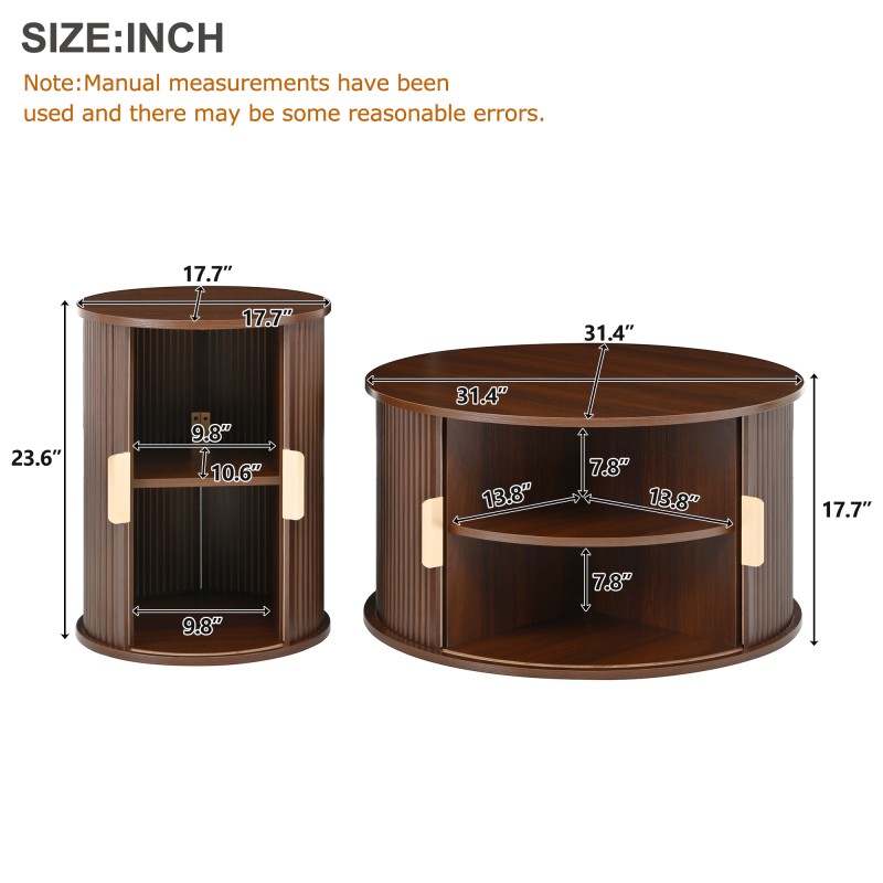 Mid Century Walnut Coffee Table with Sliding Tambour Doors Storage Modern 71 gallery
