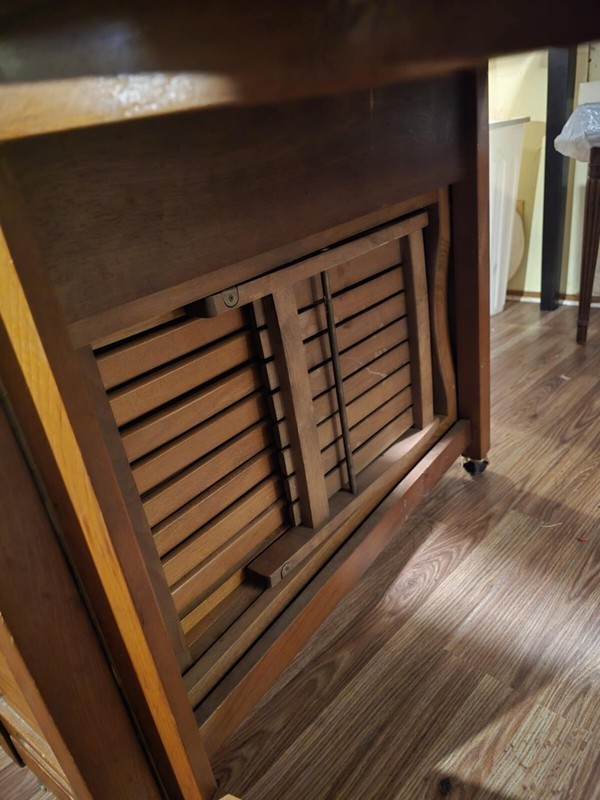 vintage romanian drop leaf table with folding chairs inside very rare