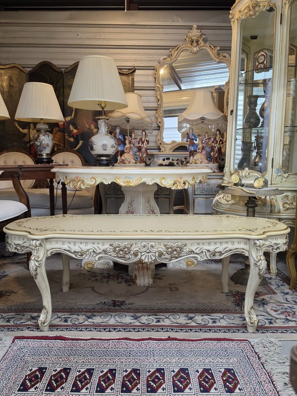 Vintage W. Baedeelandt Belgian Rococo Coffee Table – Cream & Gold gallery